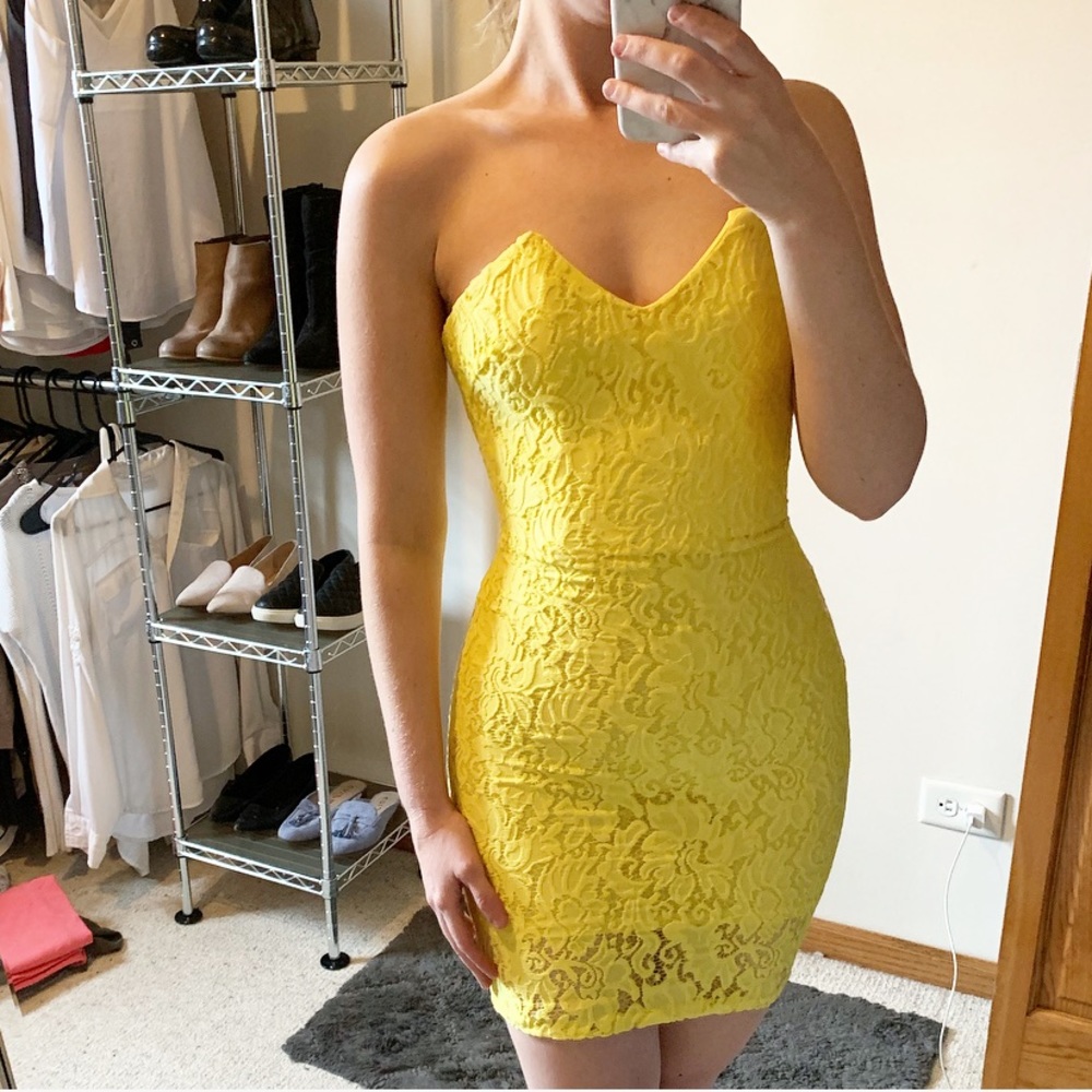 Yellow Strapless Mini Dress